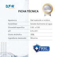 Ficha técnica GEL 70% alcohol